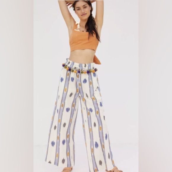 NWT Anthropologie Ollari Pom Pom Wide-Leg Pants - Picture 3 of 11